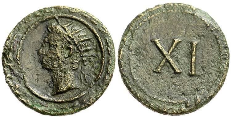 Buttrey 9, 11 Augustus, AE Tessera, struck by Tiberius