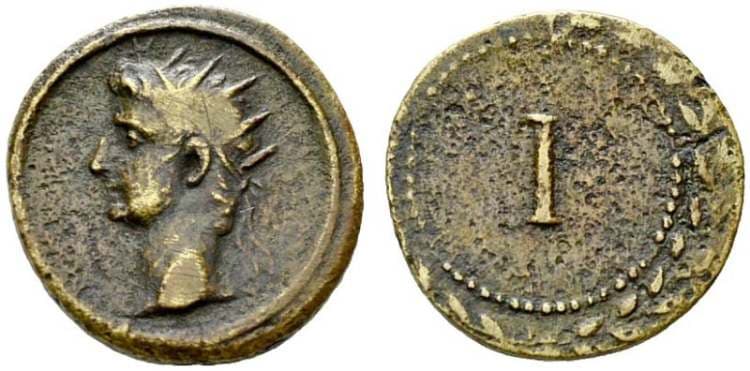 Buttrey 9, 1 Augustus, AE tessera