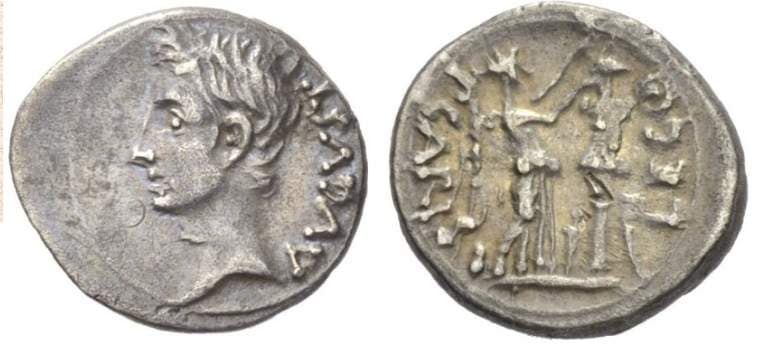 RIC 1b Augustus AR Quinarius