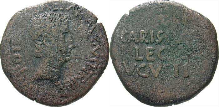 RIC 23 Augustus, AE As, 27mm, Emerita mint, Signed by P