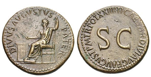 RIC 49[tib] Sear 1782 Divus Augustus AE Sestertius