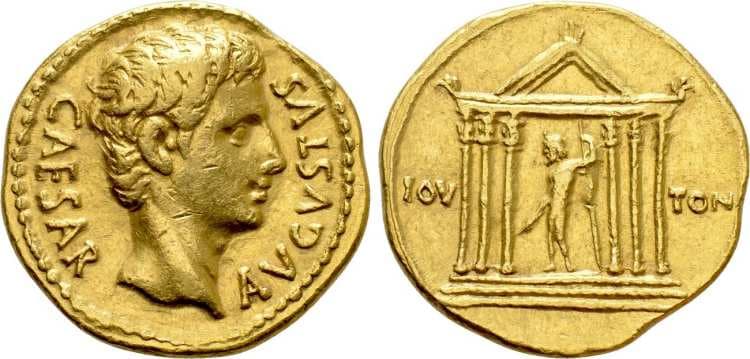 RIC 63a Augustus AV aureus