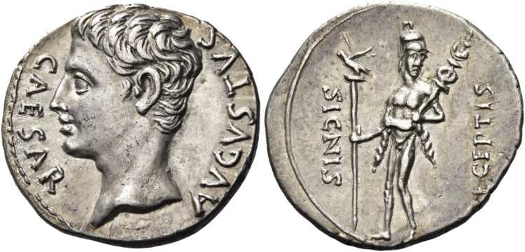 RIC 82b Augustus AR denarius