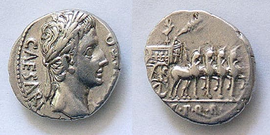 RIC 108a Sear 1634 Augustus AR Denarius