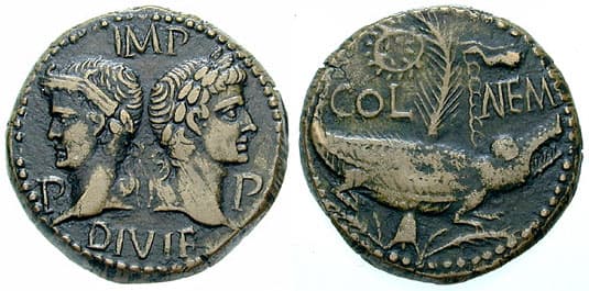 RIC 159 Sear 1731 Agrippa and Augusutus AE Dupondius of Gaul, Nemausus