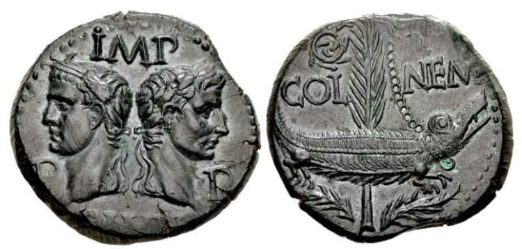 RIC 160 Sear 1731 Agrippa and Augustus AE As