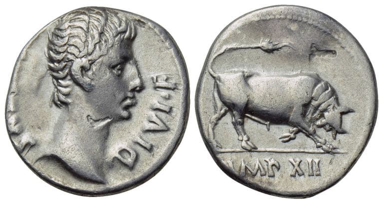 RIC 176a var Augustus AR denarius, 11-10 BC