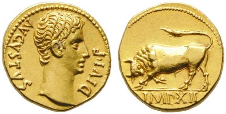 RIC 177 Augustus, AV aureus