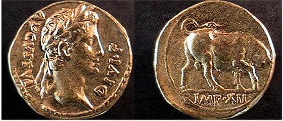 RIC 186aVar Augustus AV Aureus