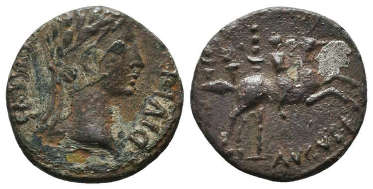 RIC 199 ancient fake Augustus, AE17 fourré ancient fake denarius