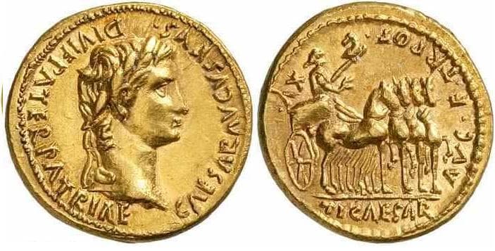 RIC 221 Augustus AV Aureus