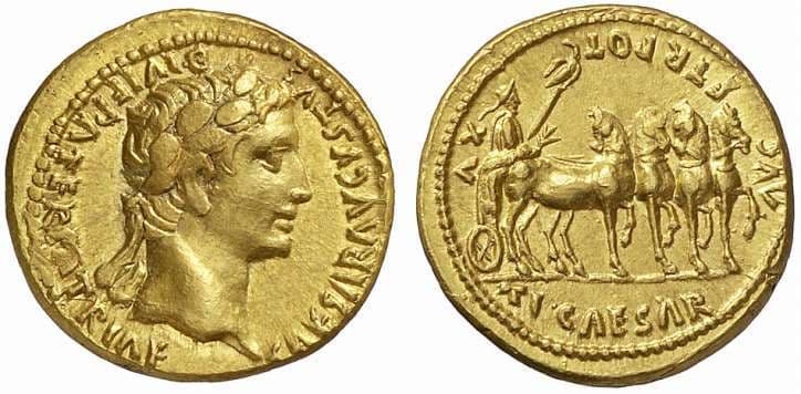 RIC 223 Augustus AV aureus