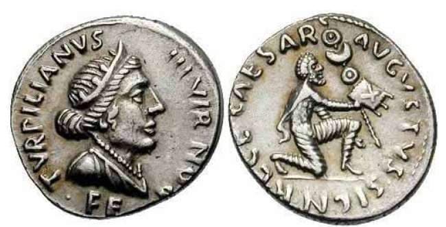 RIC 288 Sear 1603 Augustus AR Denarius