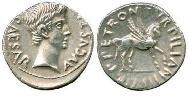 RIC 297 Sear 1629 Augustus AR Denarius