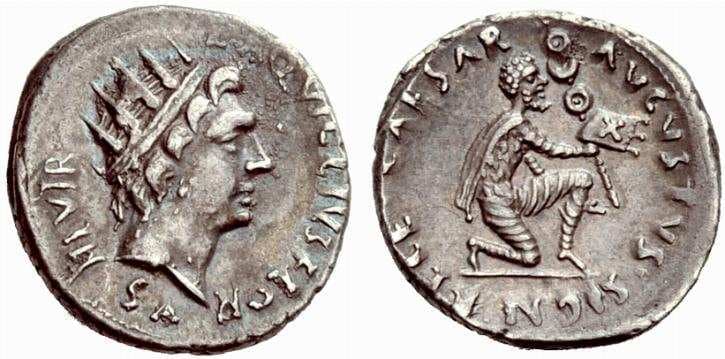 RIC 304 Augustus, AR denarius, 19-18 BC, Rome