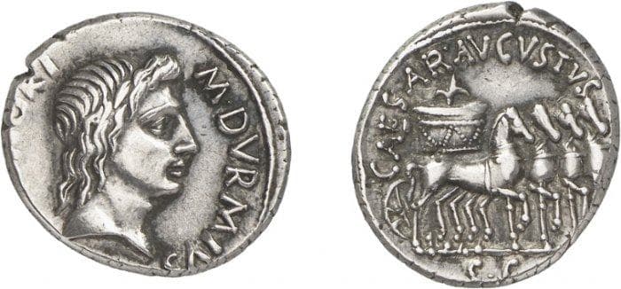 RIC 313 Augustus, AR denarius, 19 BC, Rome