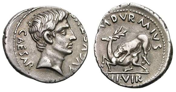 RIC 318 Sear 1620 Augustus Denarius