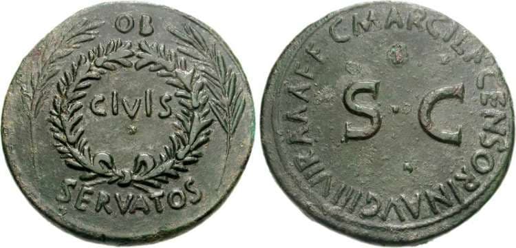 RIC 325 Augustus, AE27 sestertius, Rome