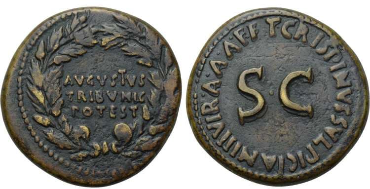 RIC 332 Augustus AE Dupondius