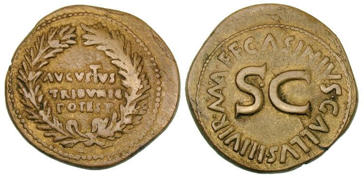RIC 372 Sear 1659 Augustus AE Dupondius