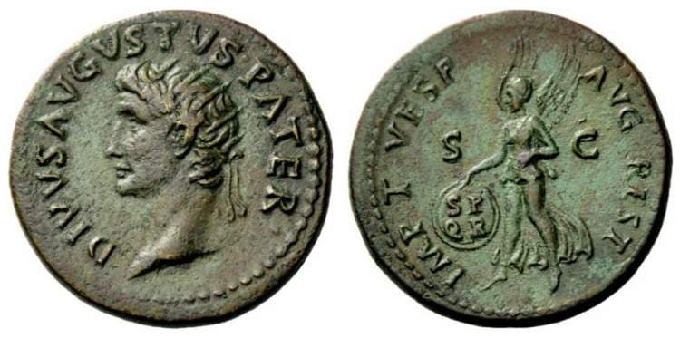 RIC 446[titus] Sear 2580 Augustus AE dupondius, restoration issue by Titus AD 80-81