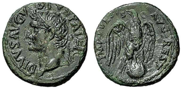 RIC 464[titus] Sear 2585 Augustus AE As, restoration by Titus