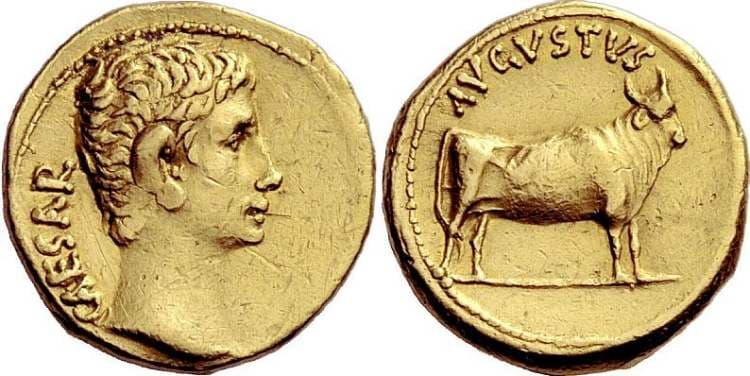 RIC 475 aureus Augustus AV aureus