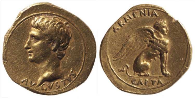 RIC 513 Augustus AV aureus