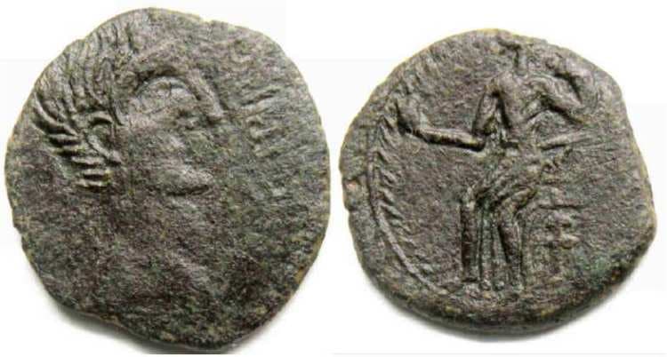 Irippo RPC 55, As Augustus, AE as of Irippo, Spain, (area of Seville), ca