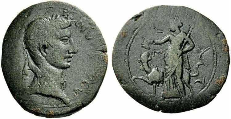 Leptis Magna RPC 848 Augustus, posthumous AE38 of Leptis Magna, Syrticae, struck under Tiberius, AD 21-31 AD
