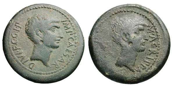 Parium RPC 2260 Octavian and Agrippa AE29 Dupondius of Parium, Mysia