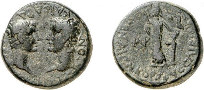 Smyrna RPC 2467 Augustus and Tiberius, AE of Smyrna, Ionia