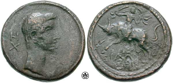 Sidon RPC 4609A Augustus AE 8 Chalkoi of Sidon, Phoenicia, Sidon