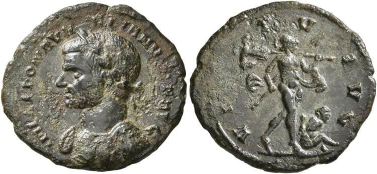 RIC-MOM 1487 Aurelian AE Denarius or As