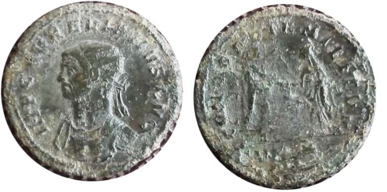 RIC 59, left VII star Aurelian, antoninianus, Rome