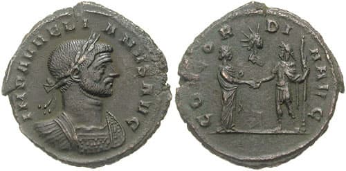 RIC 80v, laur,cuir Aurelian AE As