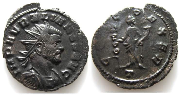 RIC 101 var 2 Aurelian, Billon Antoninianus, Milan, AD 270-271
