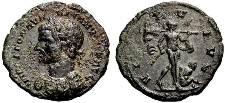 RIC 182 var (3) Aurelian, AE test strike of aureus dies