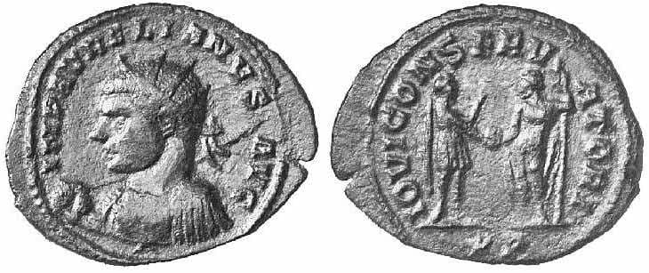 RIC 227, star P var Aurelian AE Antoninianus