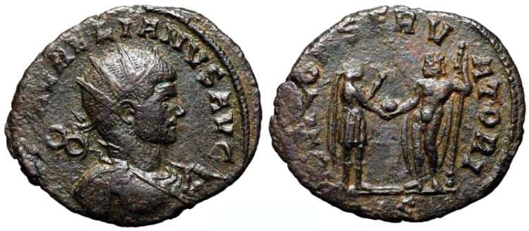 RIC 227, star S var Aurelian AE Antoninianus
