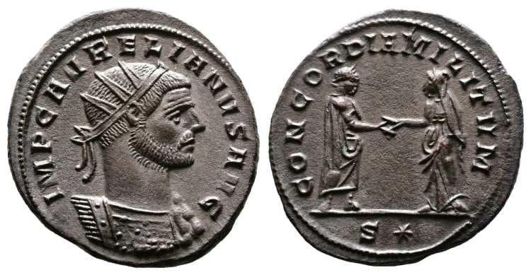RIC 244 S star Aurelian, billon antoninianus, Siscia