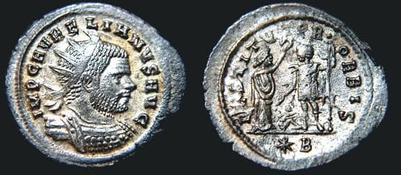 RIC 349 var, B Aurelian plated AE Antoninianus