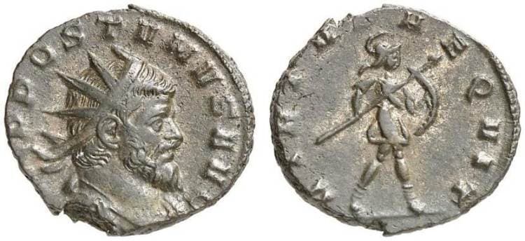 Elmer 605 Aureolus, billon antoninianus, AD 267-268, Struck in the name of Postumus