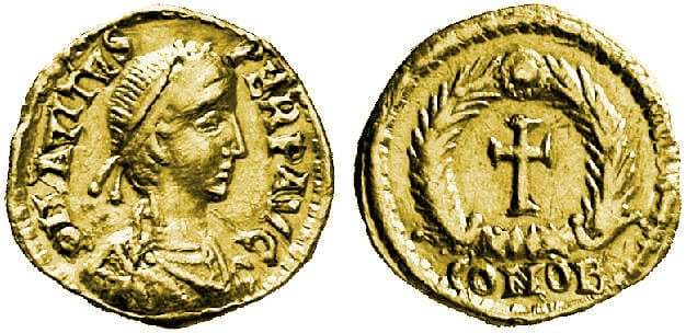 RIC 2402 Avitus, AV tremissis, Ravenna, AD 455-456