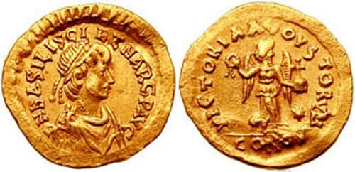 RIC 1030 Basiliscus and Marcus AV Tremissis, 475-476 AD