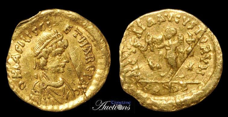 RIC 1031 Basiliscus and Marcus AV Tremissis, 475-476 AD