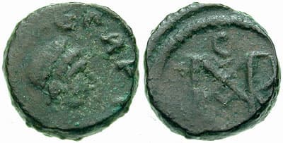 RIC 1034 Basiliscus and Marcus AE 9mm