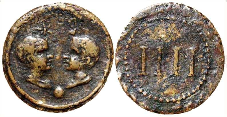 Cohen Tessera 1 Caius and Lucius, AE21 tessera