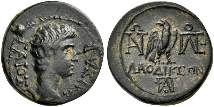 Laodikeia ad Lycum RPC 2899 Caius Caesar AE14 of Laodicea ad Lycum, Phrygia