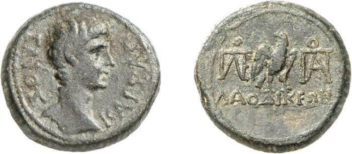 Laodikeia RPC 2900 Caius Caesar AE15 of Laodikeia, Phrygia
